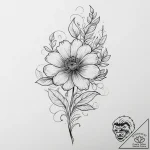 Tattoo sketch flower with a stem, concept art… – tattoo sketch (№1755920218_0, 23.08.2025 03:36) — tattoovalue.net