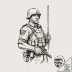 Tattoo sketch soldier with a brush, artistic… – tattoo sketch (№1755920817_0, 23.08.2025 03:46) — tattoovalue.net