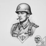 Tattoo sketch soldier with a document, concep… – tattoo sketch (№1755921414_0, 23.08.2025 03:56) — tattoovalue.net