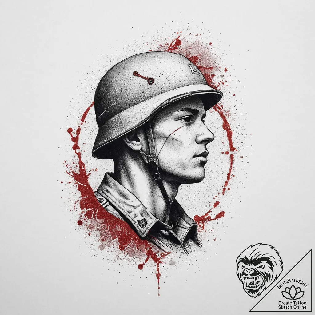 Tattoo sketch soldier with a thread, tattoo s... - tattoo sketch (№1755922604_0, 23.08.2025 04:16) — tattoovalue.net