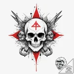 Tattoo sketch hagalaz rune with a skull, tatt… – tattoo sketch (№1755922810_0, 23.08.2025 04:20) — tattoovalue.net