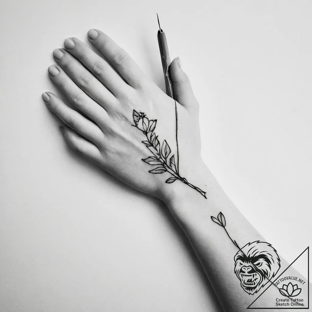 Tattoo sketch hands with a needle - tattoo sketch (№1755923007_0, 23.08.2025 04:23) — tattoovalue.net
