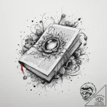Tattoo sketch magical book, tattoo flash shee… – tattoo sketch (№1755926431_0, 23.08.2025 05:20) — tattoovalue.net