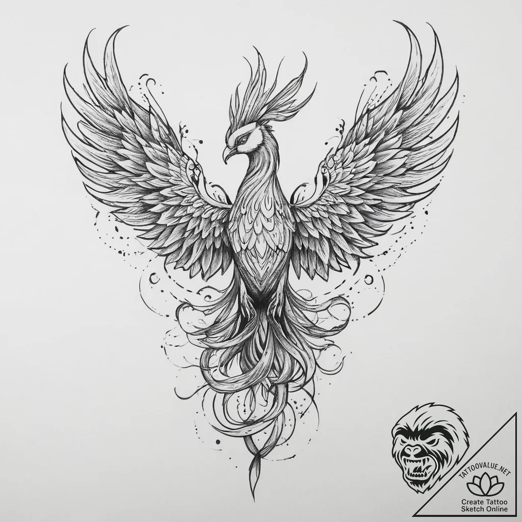 Tattoo sketch phoenix, tattoo flash sheet des... - tattoo sketch (№1755927628_0, 23.08.2025 05:40) — tattoovalue.net