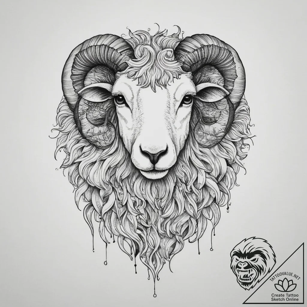Tattoo sketch sheep, artistic tattoo sketch,... - tattoo sketch (№1755928628_0, 23.08.2025 05:57) — tattoovalue.net