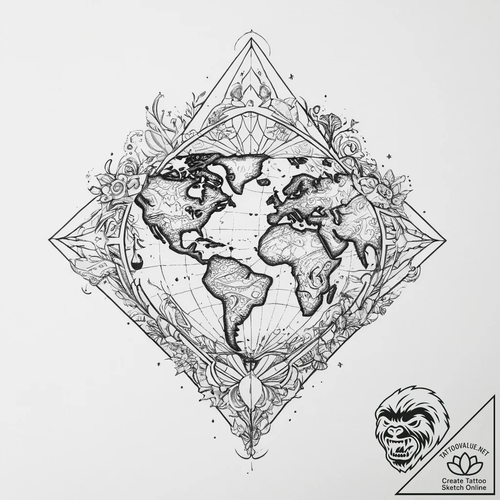 Tattoo sketch geek a fantasy map, tattoo flas... - tattoo sketch (№1755929624_0, 23.08.2025 06:13) — tattoovalue.net