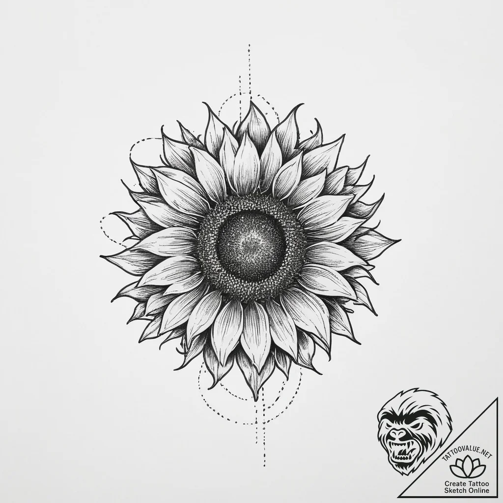 Tattoo sketch узор в виде подсолнуха, tattoo... - tattoo sketch (№1755929822_0, 23.08.2025 06:17) — tattoovalue.net