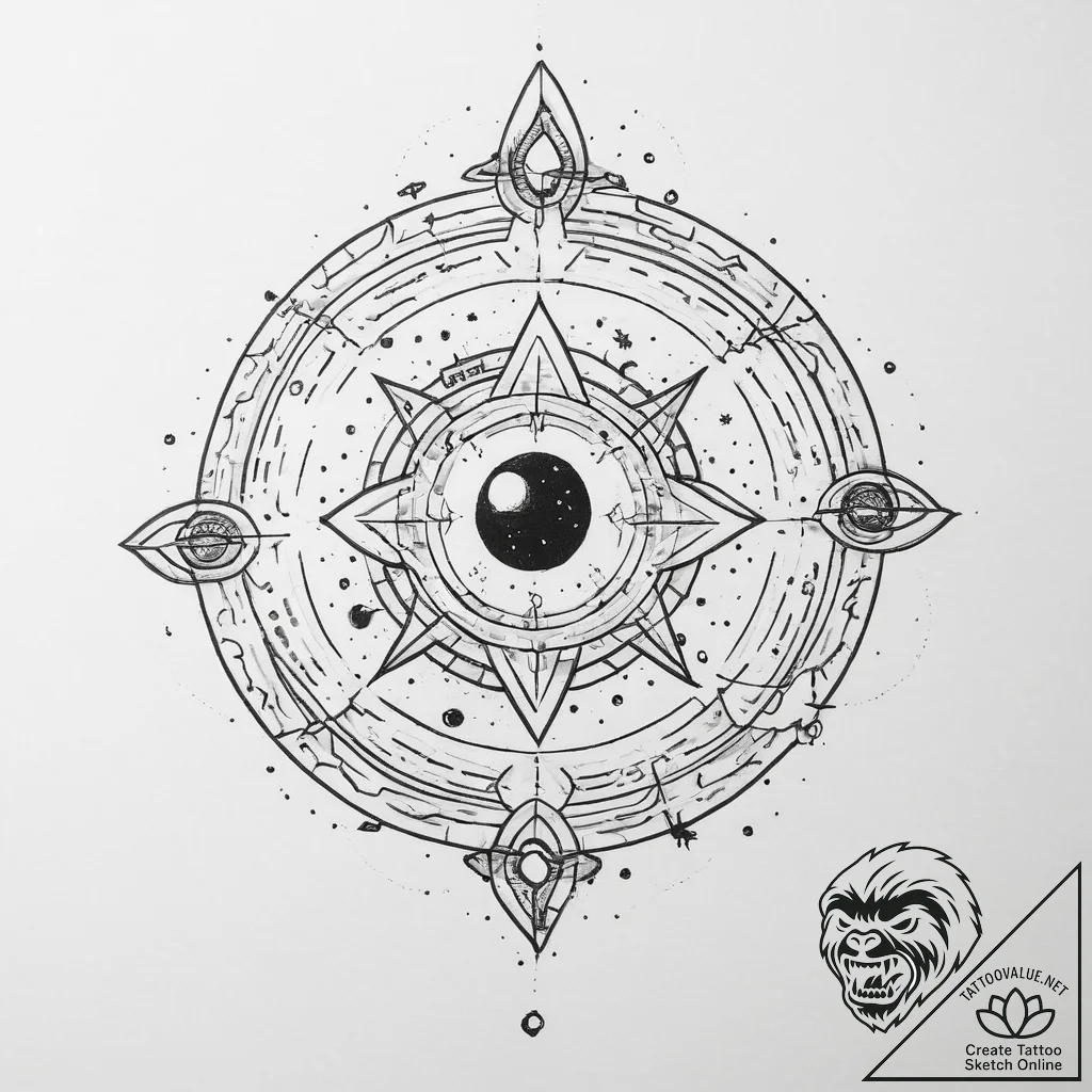 Tattoo sketch cosmic dimension - tattoo sketch (№1755930019_0, 23.08.2025 06:20) — tattoovalue.net