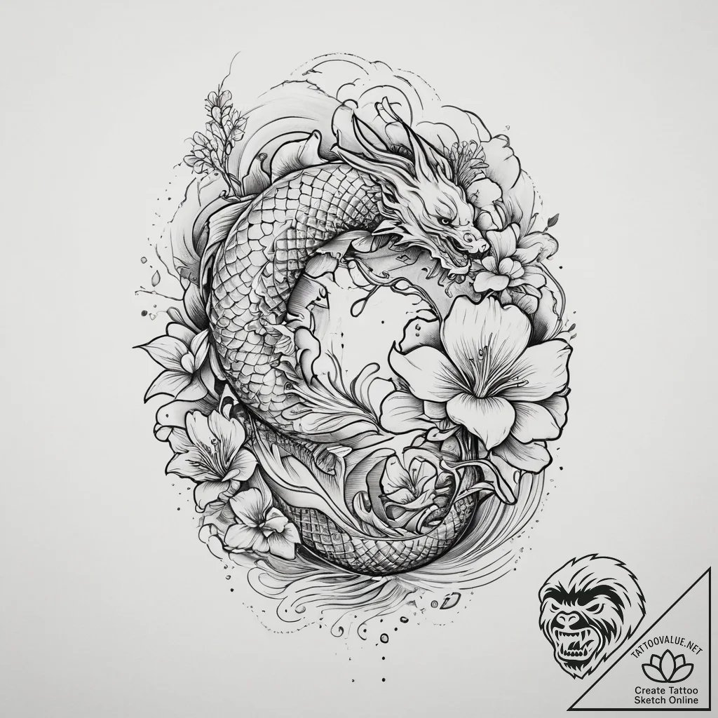 Tattoo sketch moonflower, ink illustration fo... - tattoo sketch (№1755930215_0, 23.08.2025 06:23) — tattoovalue.net