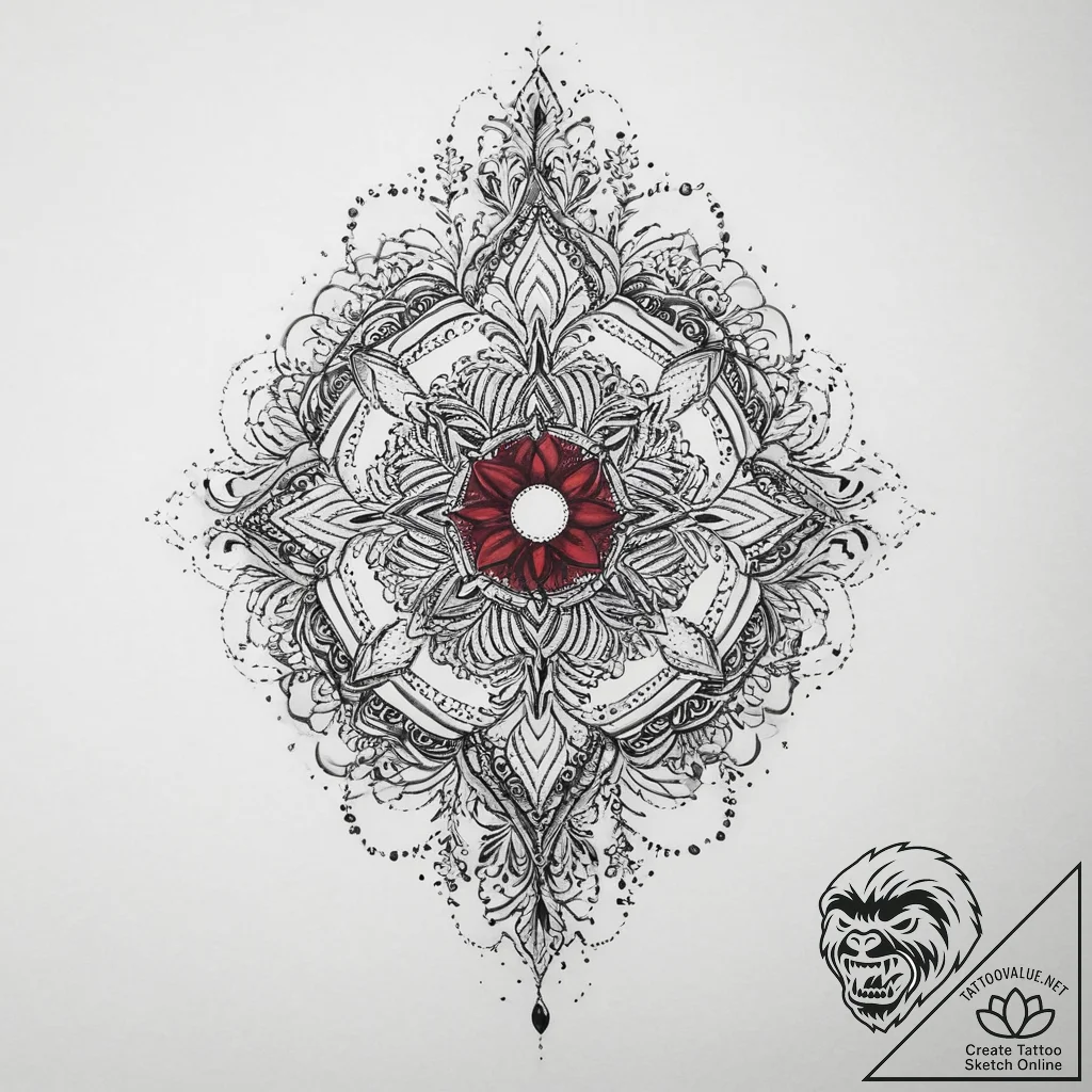 Tattoo sketch ruby, ink illustration for tatt... - tattoo sketch (№1755930411_0, 23.08.2025 06:26) — tattoovalue.net