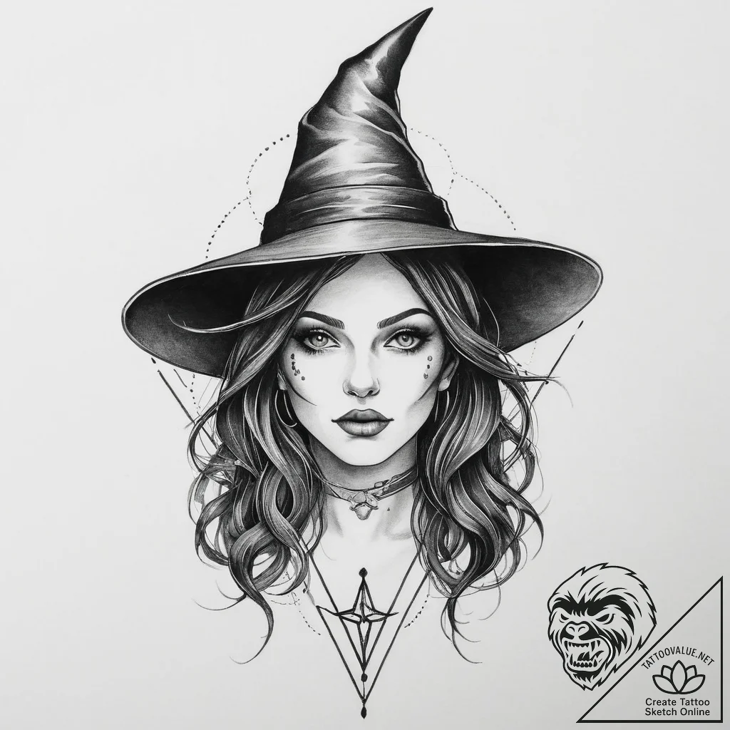 Tattoo sketch ведьма - tattoo sketch (№1755930608_0, 23.08.2025 06:30) — tattoovalue.net
