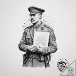 Tattoo sketch soldier with a document, ink il… – tattoo sketch (№1755931197_0, 23.08.2025 06:39) — tattoovalue.net