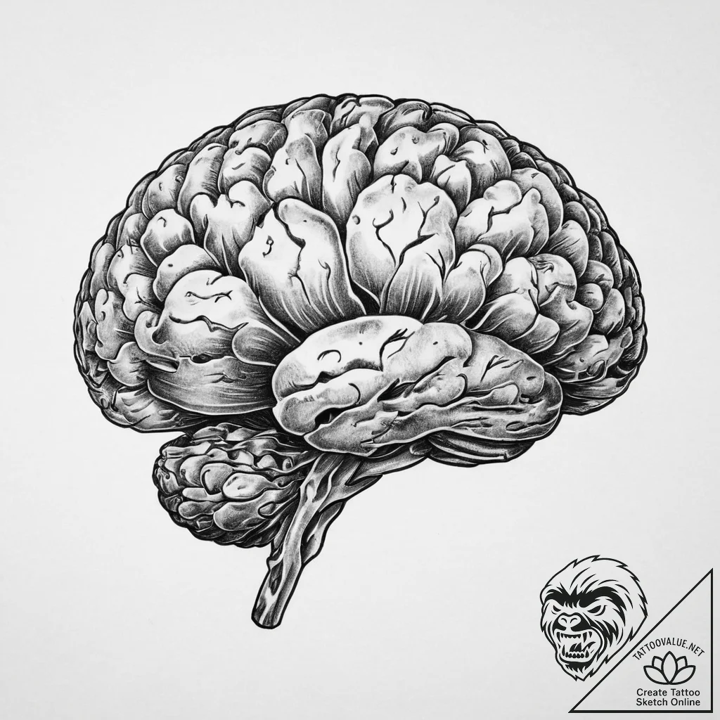 Tattoo sketch brain, tattoo drawing outline,... - tattoo sketch (№1755931393_0, 23.08.2025 06:43) — tattoovalue.net