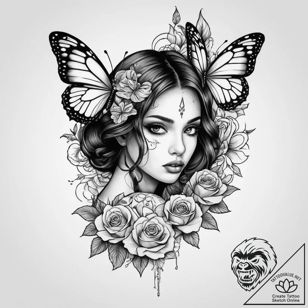 Tattoo sketch butterfly girl tattoo, tattoo l... - tattoo sketch (№1755933373_0, 23.08.2025 07:16) — tattoovalue.net