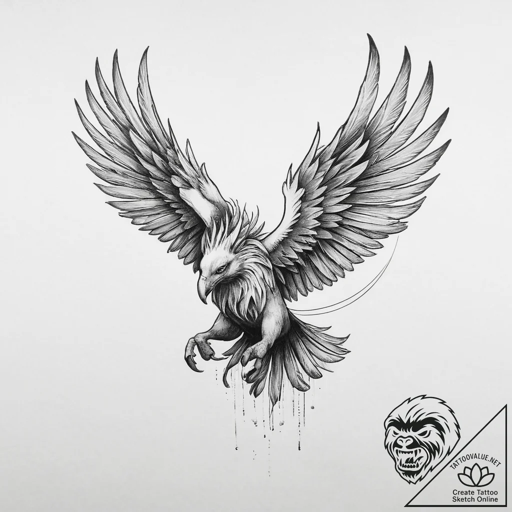 Tattoo sketch hippogriff, concept art for tat... - tattoo sketch (№1755933767_0, 23.08.2025 07:22) — tattoovalue.net