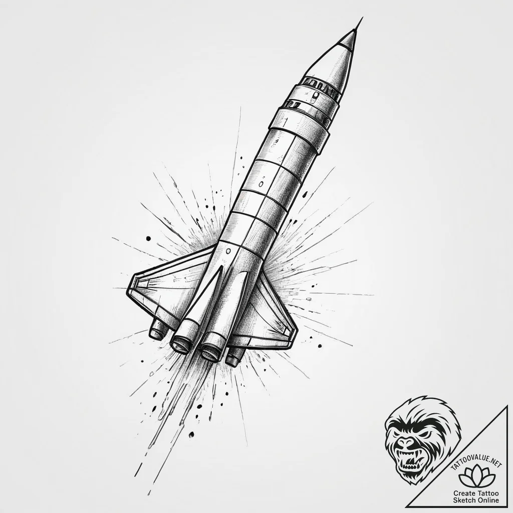 Tattoo sketch cold war missile, artistic tatt... - tattoo sketch (№1755934161_0, 23.08.2025 07:29) — tattoovalue.net