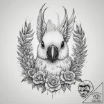Tattoo sketch puns a cockatoo that says “i’m… – tattoo sketch (№1755934367_0, 23.08.2025 07:32) — tattoovalue.net