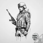 Tattoo sketch soldier with a loner, tattoo dr… – tattoo sketch (№1755935363_0, 23.08.2025 07:49) — tattoovalue.net
