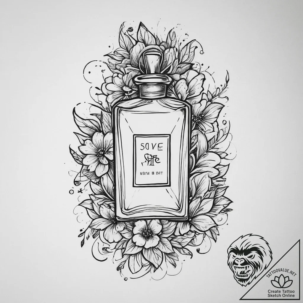 Tattoo sketch perfume tattoo, tattoo line art... - tattoo sketch (№1755936163_0, 23.08.2025 08:02) — tattoovalue.net