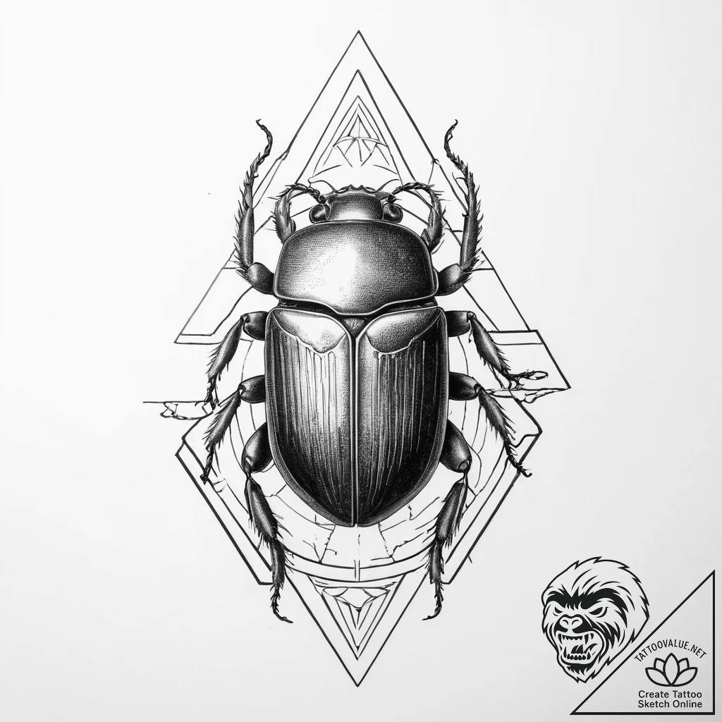 Tattoo sketch scarab beetle with a pyramid - tattoo sketch (№1755936968_0, 23.08.2025 08:16) — tattoovalue.net