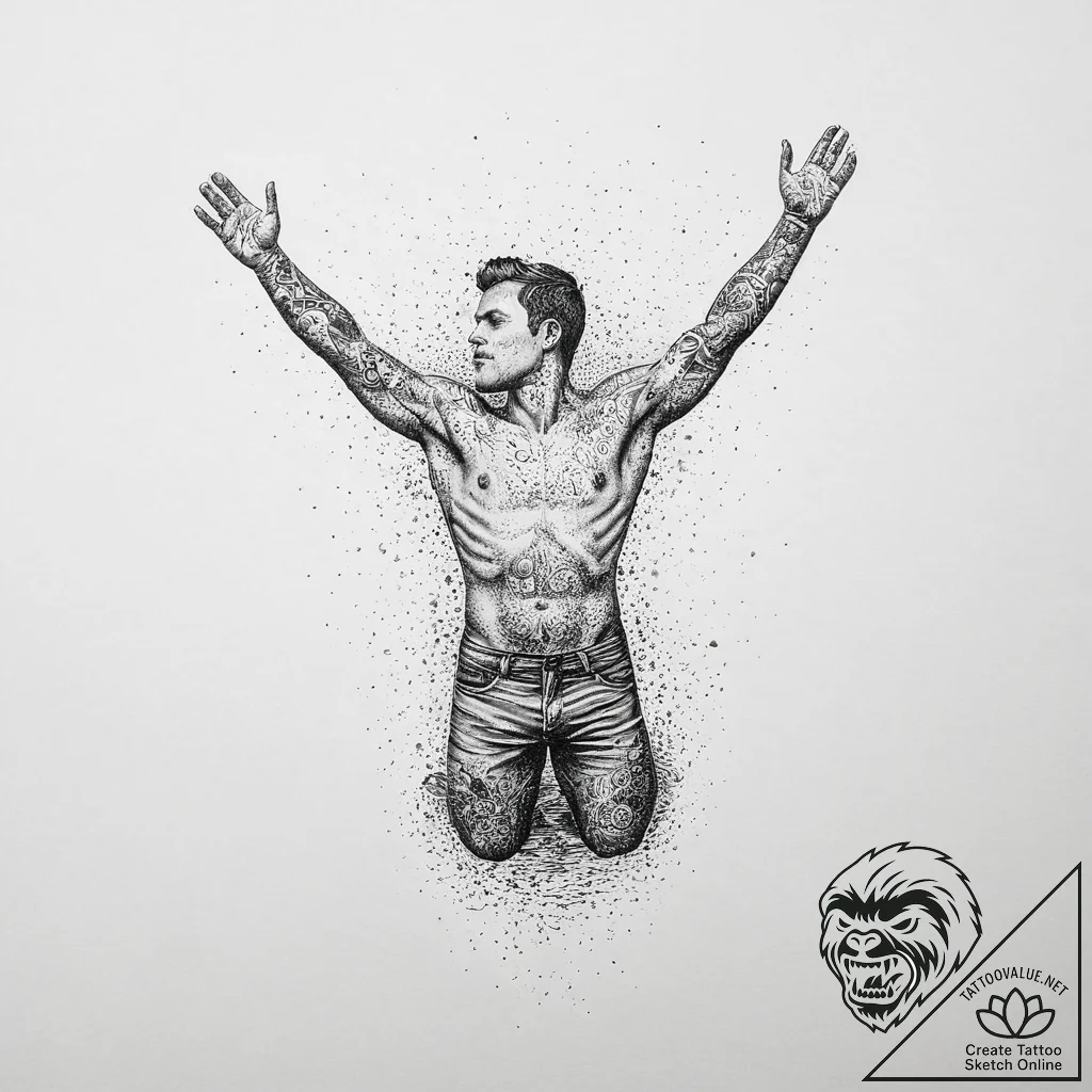 Tattoo sketch free diving a person in the wat... - tattoo sketch (№1755937370_0, 23.08.2025 08:22) — tattoovalue.net