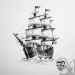 Tattoo sketch пиратский корабль – tattoo sketch (№1755937967_0, 23.08.2025 08:32) — tattoovalue.net