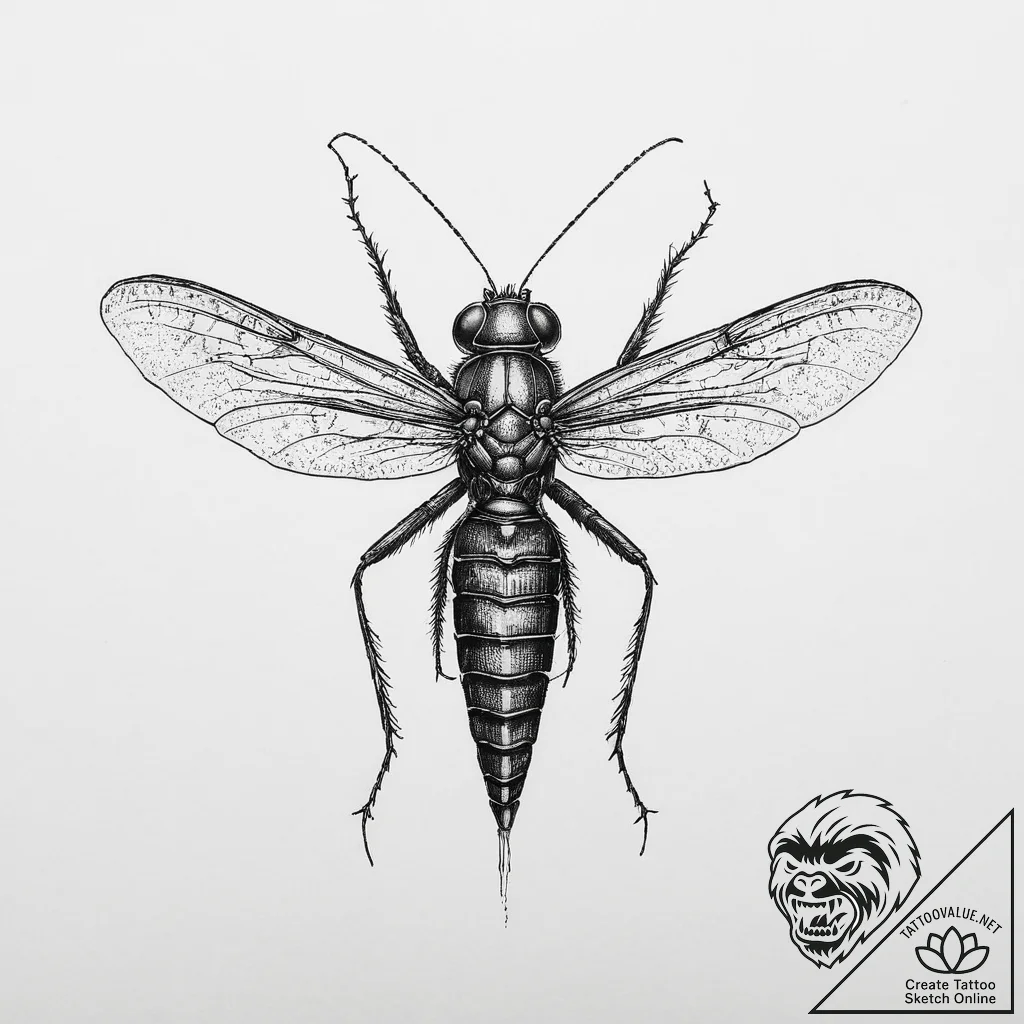 Tattoo sketch cave cricket, ink illustration... - tattoo sketch (№1755938758_0, 23.08.2025 08:45) — tattoovalue.net