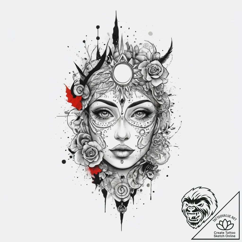 Tattoo sketch mystical essence, artistic tatt... - tattoo sketch (№1755940156_0, 23.08.2025 09:09) — tattoovalue.net