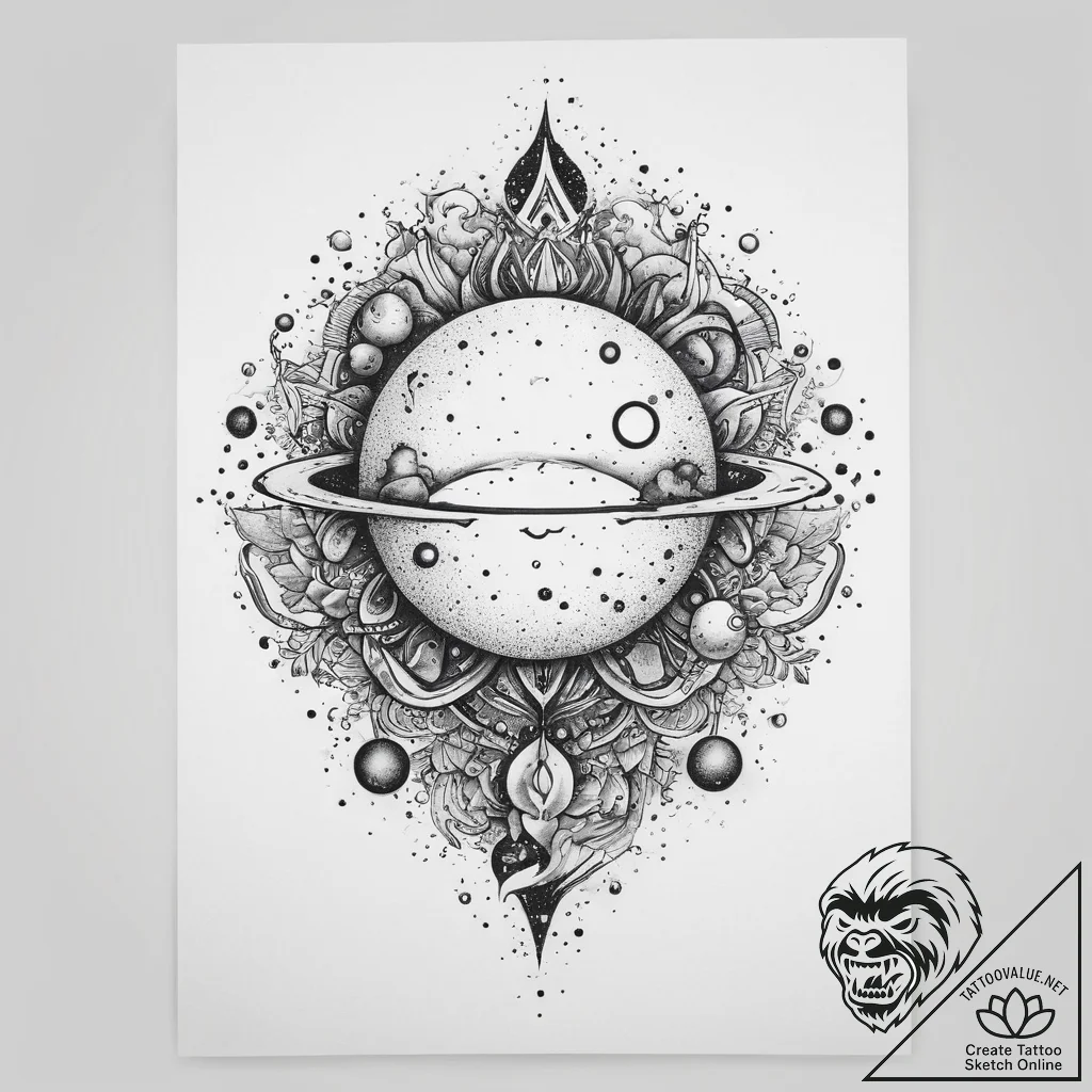 Tattoo sketch cosmic scene, tattoo sketch des... - tattoo sketch (№1755940951_0, 23.08.2025 09:22) — tattoovalue.net
