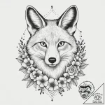 Tattoo sketch лиса с цветами, tattoo flash sh… – tattoo sketch (№1755941351_0, 23.08.2025 09:29) — tattoovalue.net