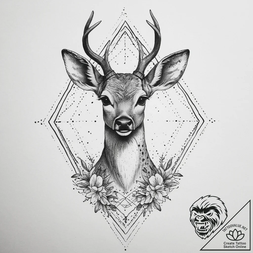 Tattoo sketch graceful fawn tattoo, tattoo sk... - tattoo sketch (№1755942740_0, 23.08.2025 09:52) — tattoovalue.net