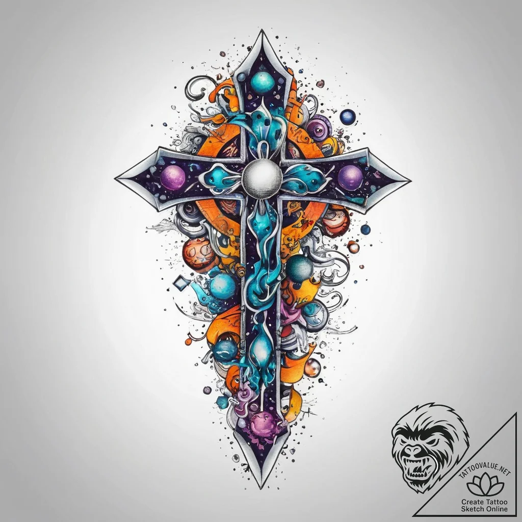 Tattoo sketch cosmic universe, concept art fo... - tattoo sketch (№1755943723_0, 23.08.2025 10:08) — tattoovalue.net