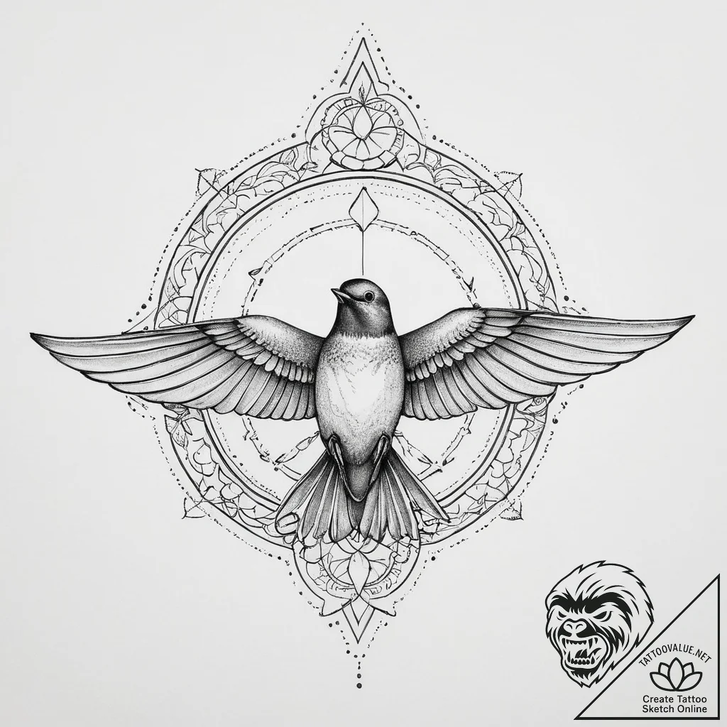 Tattoo sketch old school ласточка, artistic t... - tattoo sketch (№1755943920_0, 23.08.2025 10:12) — tattoovalue.net