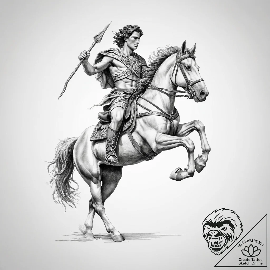Tattoo sketch alexander the great on horsebac... - tattoo sketch (№1755944708_0, 23.08.2025 10:25) — tattoovalue.net