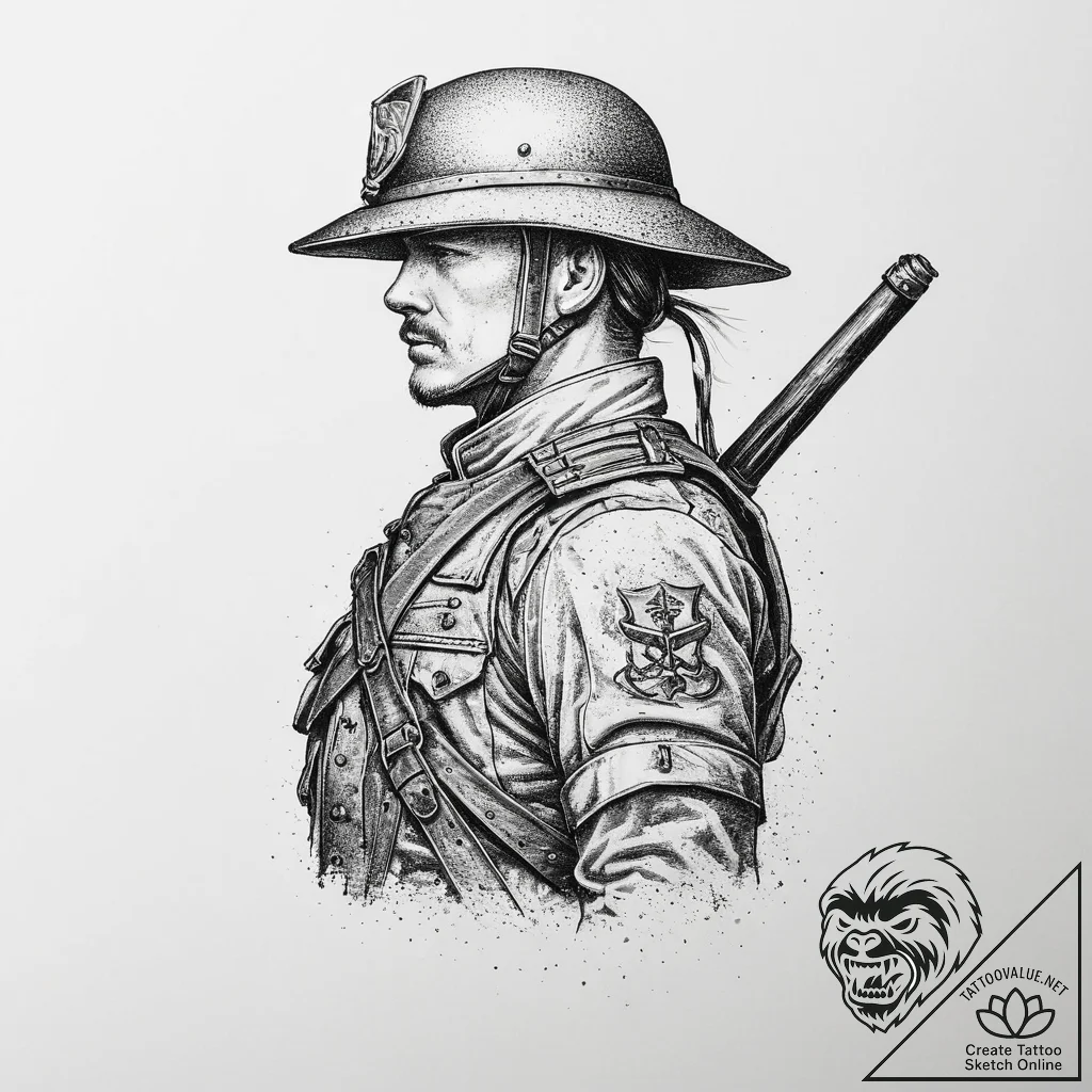 Tattoo sketch cavalry soldier, tattoo sketch... - tattoo sketch (№1755945101_0, 23.08.2025 10:31) — tattoovalue.net