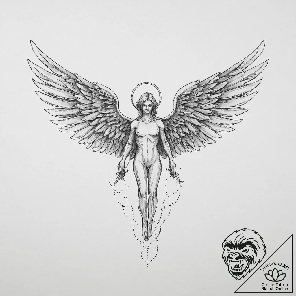 Tattoo sketch archangel, tattoo sketch design... - tattoo sketch (№1755945692_0, 23.08.2025 10:41) — tattoovalue.net