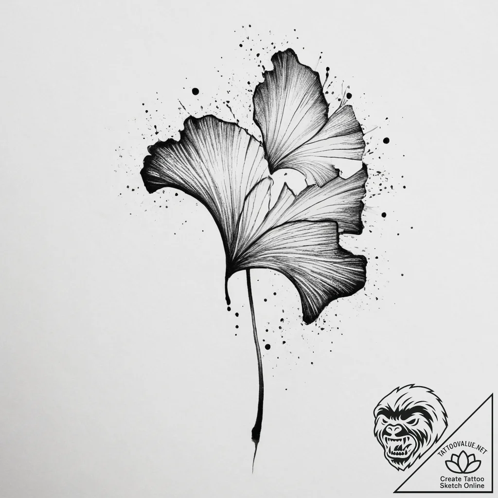 Tattoo sketch ginkgo leaf, tattoo sketch desi... - tattoo sketch (№1755947658_0, 23.08.2025 11:14) — tattoovalue.net