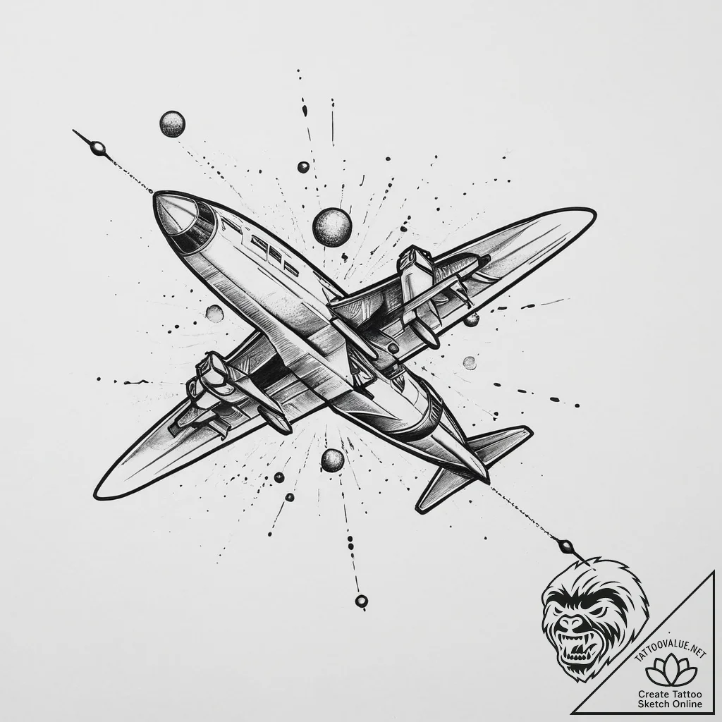 Tattoo sketch cosmic plane, tattoo sketch des... - tattoo sketch (№1755947854_0, 23.08.2025 11:17) — tattoovalue.net