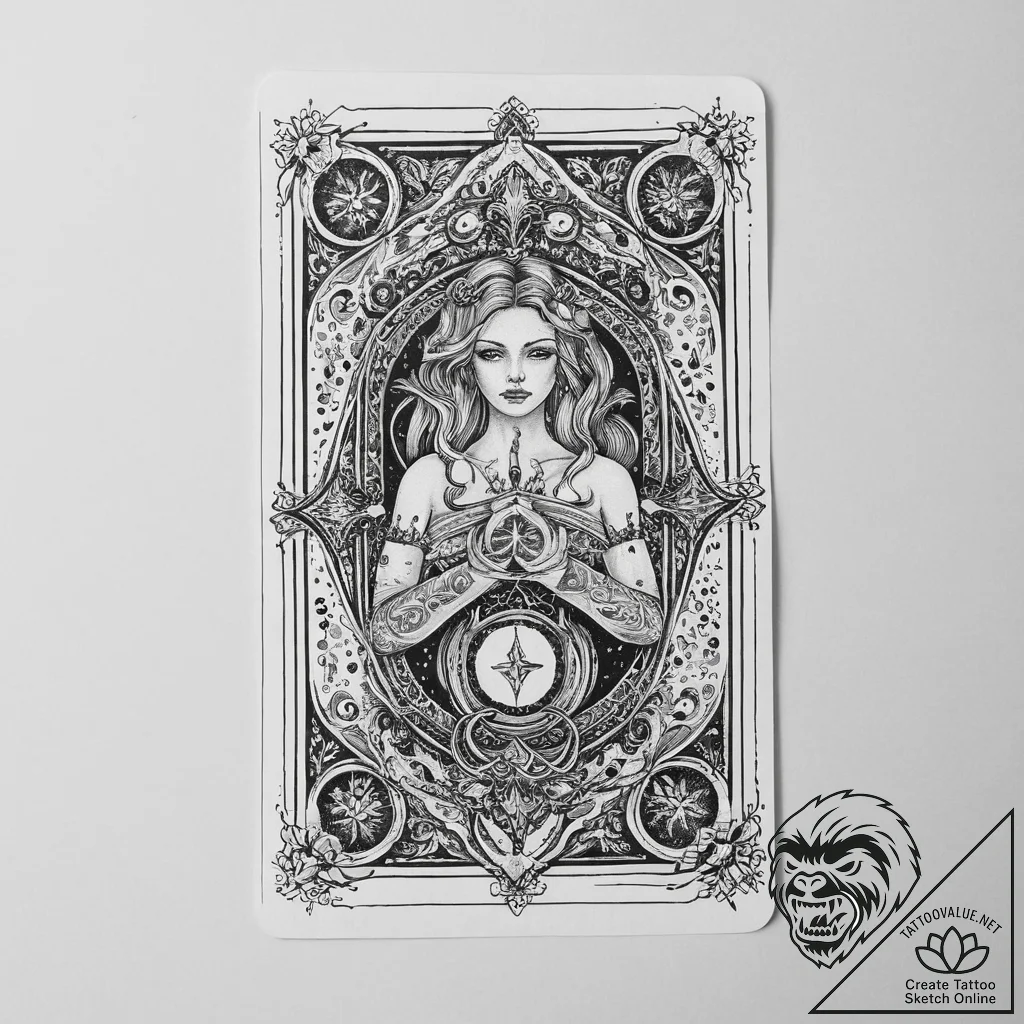 Tattoo sketch tarot card magician, tattoo ske... - tattoo sketch (№1755948639_0, 23.08.2025 11:30) — tattoovalue.net