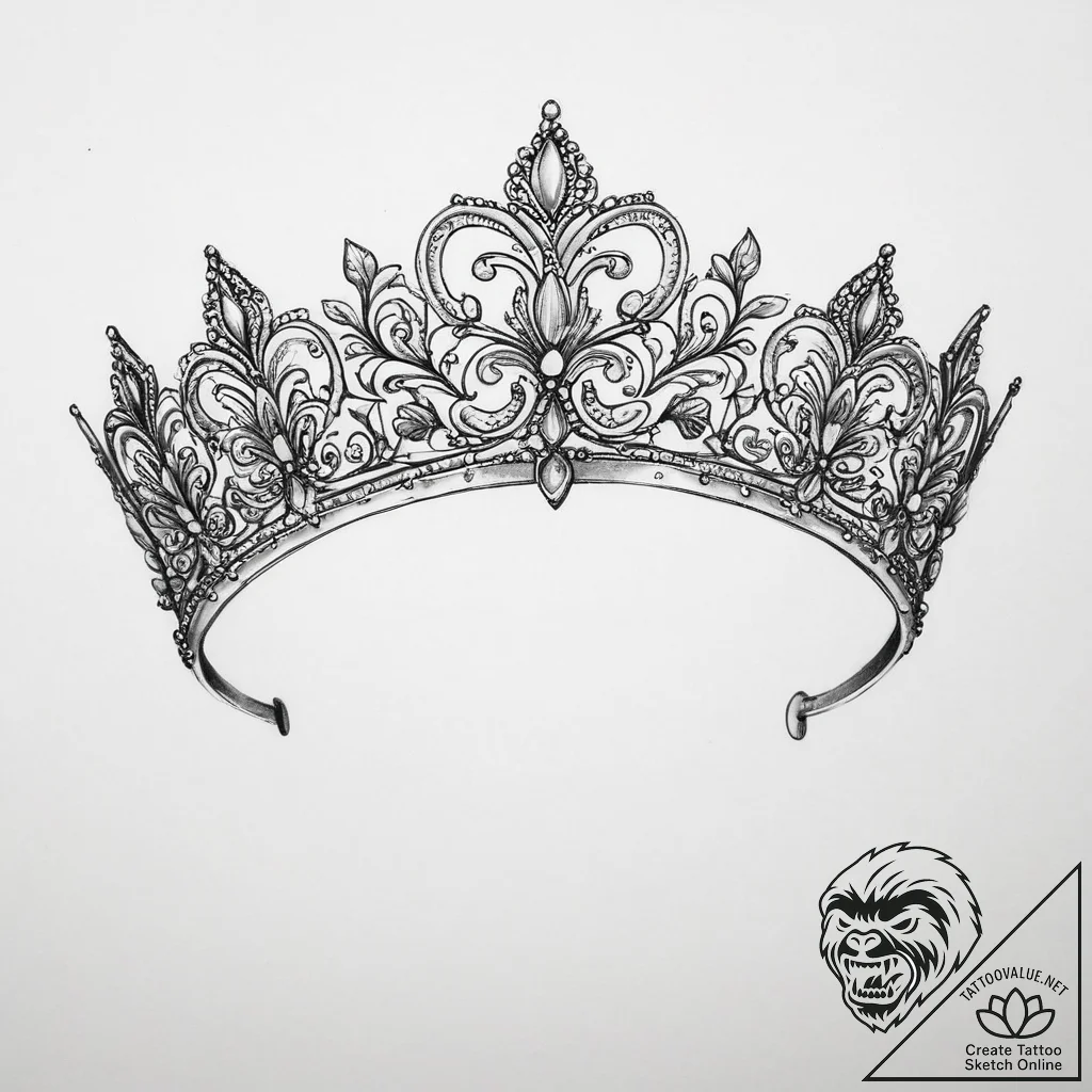 Tattoo sketch tiara - tattoo sketch (№1755949227_0, 23.08.2025 11:40) — tattoovalue.net