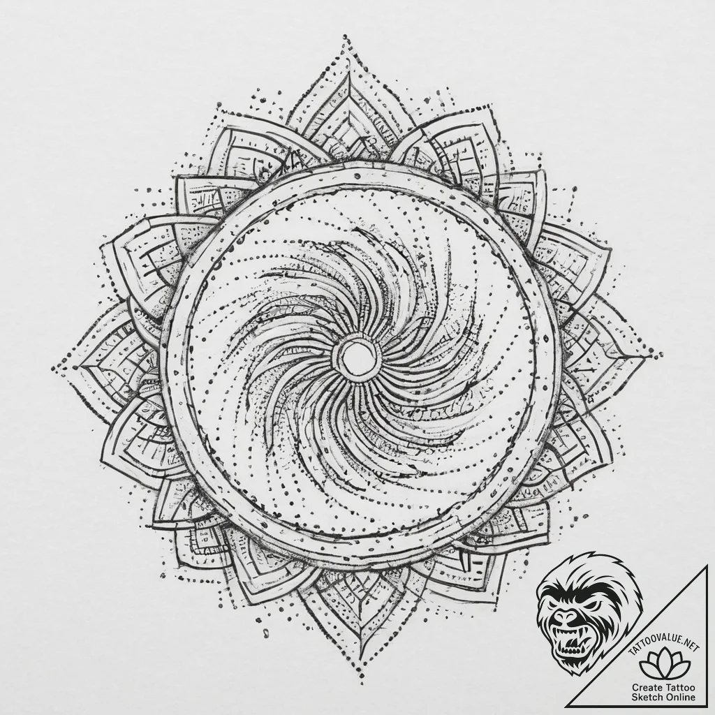 Tattoo sketch spiral, tattoo flash sheet desi... - tattoo sketch (№1755949620_0, 23.08.2025 11:47) — tattoovalue.net