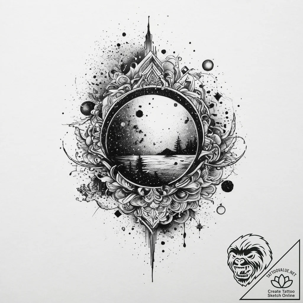 Tattoo sketch cosmos, tattoo drawing outline,... - tattoo sketch (№1755950210_0, 23.08.2025 11:56) — tattoovalue.net