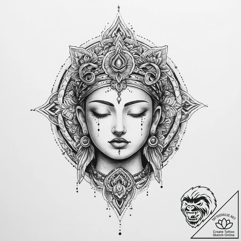 Tattoo sketch a spiritual figure - tattoo sketch (№1755950797_0, 23.08.2025 12:06) — tattoovalue.net