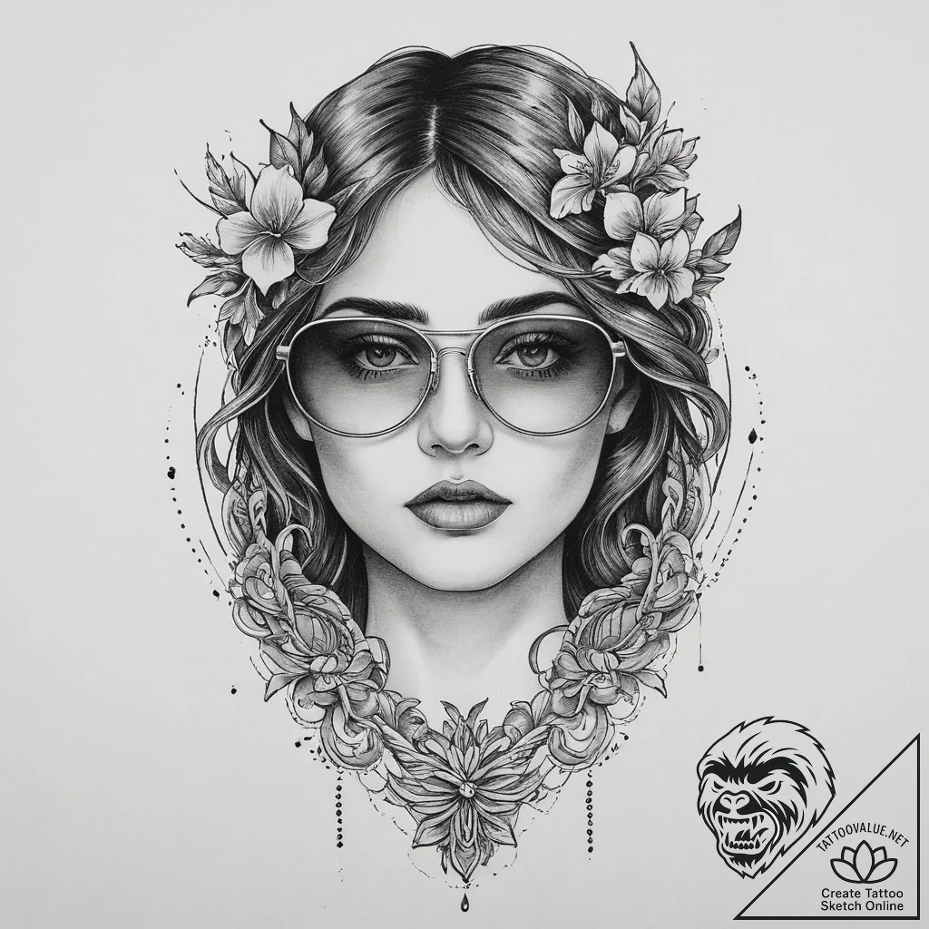 Tattoo sketch sunglasses with a reflection, t... - tattoo sketch (№1755952155_0, 23.08.2025 12:29) — tattoovalue.net