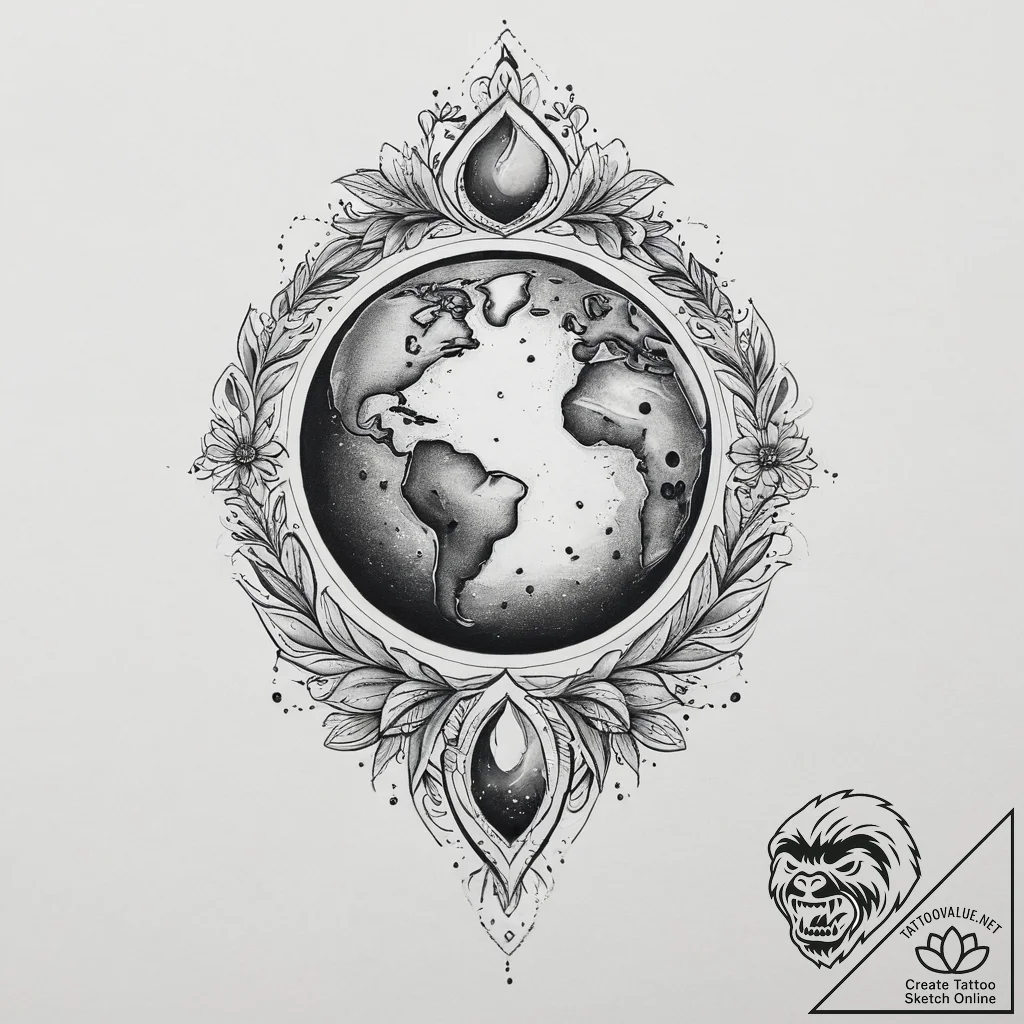 Tattoo sketch spirit of the earth, tattoo lin... - tattoo sketch (№1755952543_0, 23.08.2025 12:35) — tattoovalue.net