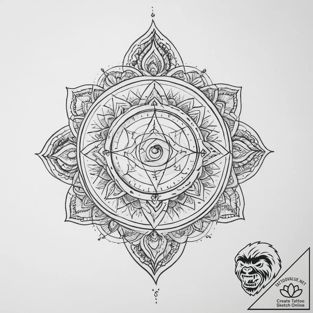 Tattoo sketch chakra symbols - tattoo sketch (№1755953124_0, 23.08.2025 12:45) — tattoovalue.net