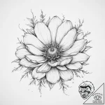 Tattoo sketch cosmos flower – tattoo sketch (№1755953316_0, 23.08.2025 12:48) — tattoovalue.net