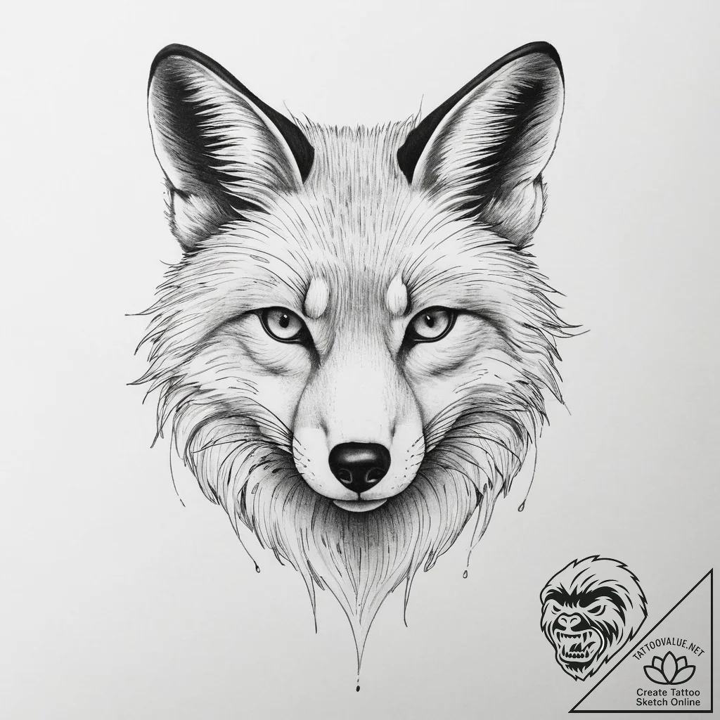 Tattoo sketch абстрактная лиса - tattoo sketch (№1755954480_0, 23.08.2025 13:08) — tattoovalue.net