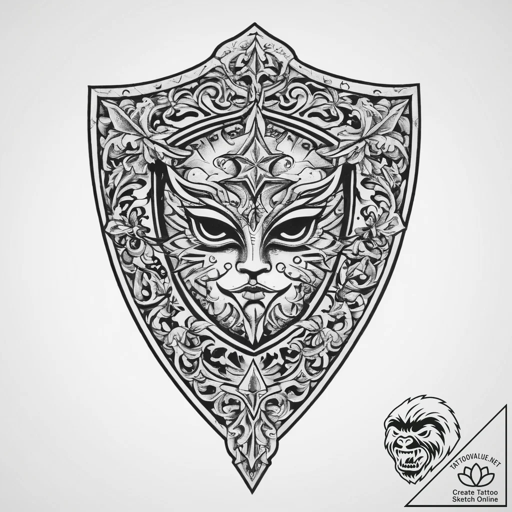 Tattoo sketch shield, concept art for tattoo,... - tattoo sketch (№1755955061_0, 23.08.2025 13:17) — tattoovalue.net