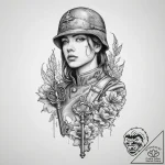 Tattoo sketch soldier with a key, tattoo line… – tattoo sketch (№1755956224_0, 23.08.2025 13:37) — tattoovalue.net
